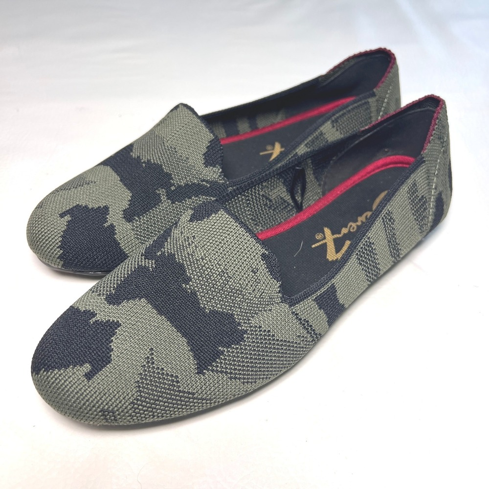 Seven7 Camo Knit Loafers Womens 8 Olive Green Camouflage Slip On Flats Casual - Picture 1 of 8